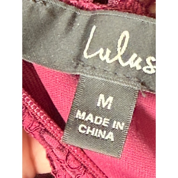 Lulus Dress Size M Remarkable‎ Fuchsia Lace Short Sleeve Mock Neck Midi 🩷🩷 - Picture 11 of 14